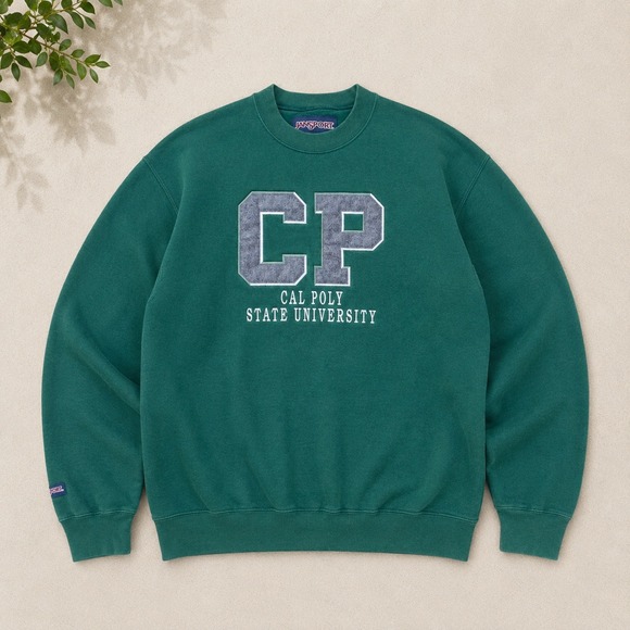 Jansport Other - 80s Jansport Green Cal Poly State University CP Crewneck Sweatshirt Mens Medium